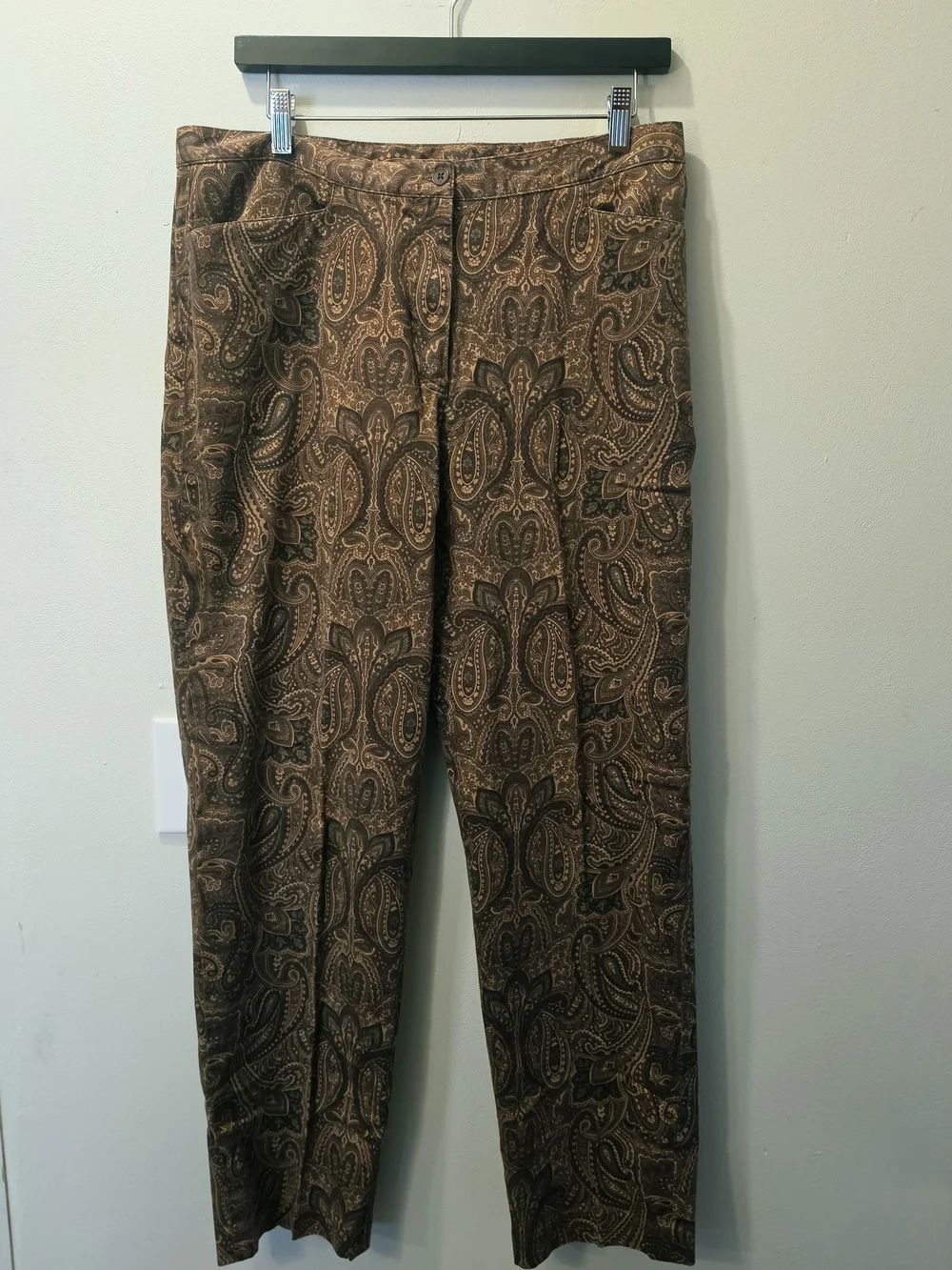 Lauren Ralph Lauren Paisley Brown Cotton Blend Chinos Pants Trousers Size 14